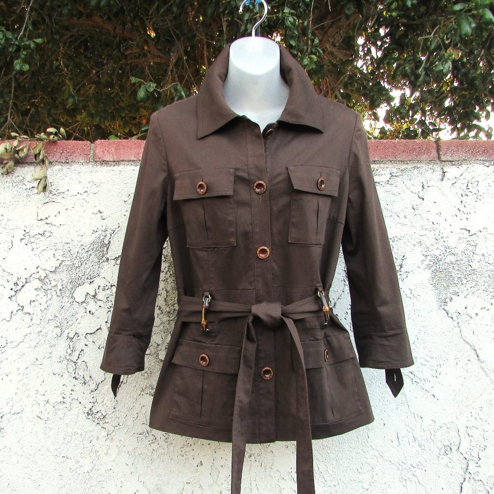 brown tie waist blazer